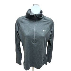 Under Armour Womens 1/2 Zip Shirt Size Small Long Sleeve Gray Heat Gear Pullover